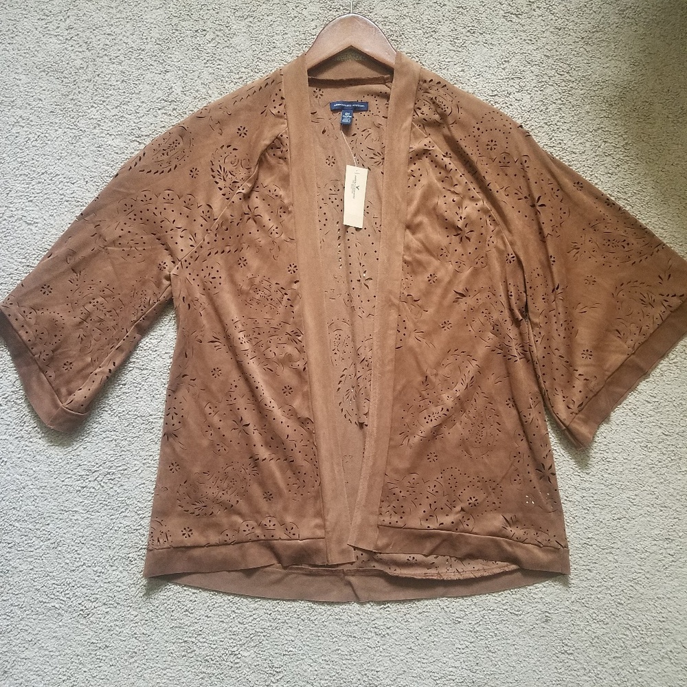 American Eagle Faux Suede Kimono
